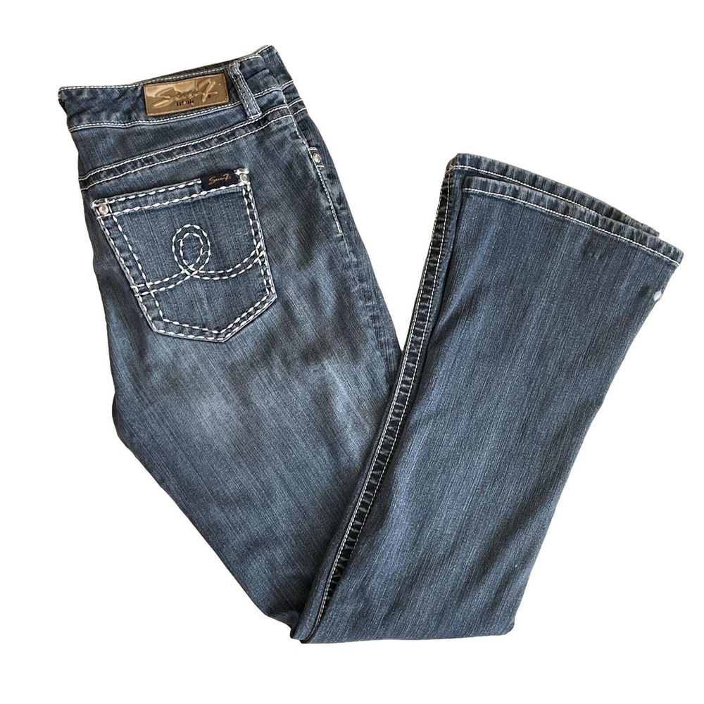 Seven7 Jeans Blue Bootcut Rhinestone Size 12 - Picture 1 of 13